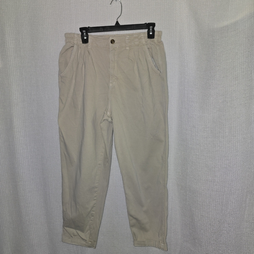 American Eagle Outfitters Light Tan Beige Pleated Front Side Elastic Sz 10 Short
